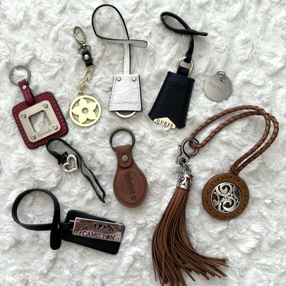 Lot of 9 Different Brand Keychains Fob Hang Tag Charm Fossil, Guess, Tignanello - Picture 1 of 6